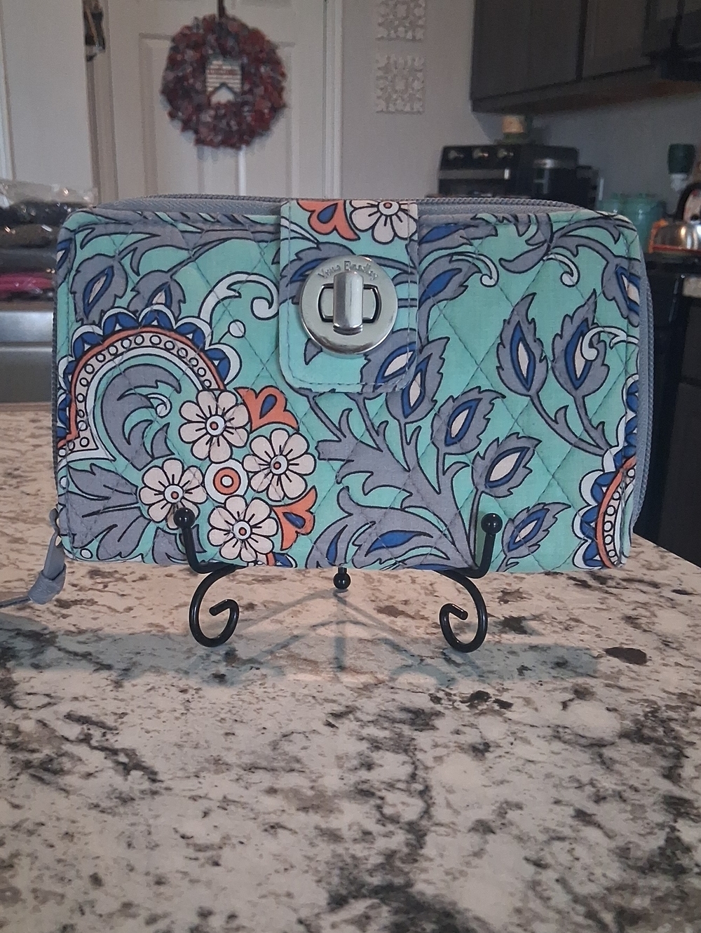 Vera Bradley Quilted Turn-Lock Wallet In Fan Floral